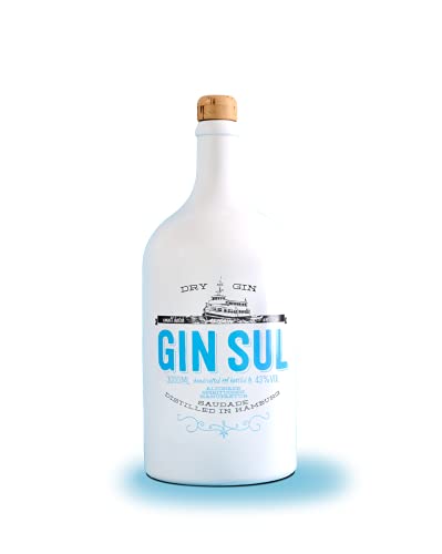 Gin Sul - 1 x 3l Hamburger handcrafted Premium Dry Gin 43% Vol, Doppelmagnum mit Metall Ausgießer als Geschenk, Aromen…
