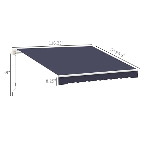 image for Outsunny 10' x 8' Retractable Awning, Patio Awnings, Sunshade Shelter 