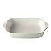 LHQ-HQ Plaque en céramique Nordique Accueil Binaural Cuisson Vaisselle Plaque Four Plat de Riz Assiette Restaurant Fromage de Riz Plat Deep Dish Blanc 22.5X13X4.5Cm