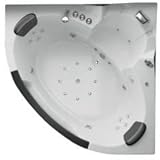 Villa Carlotta 1,4 m Whirlpool Badewanne Badausstattung LED Heizung Wasserfall Kopfstützen Armatur Brause Lautsprecher weiss Eckwanne Eckbadewanne Jet-Line