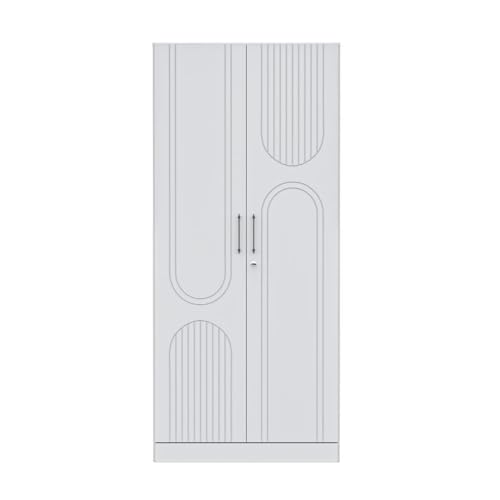 Image of Wakefit Wardrobe for Bedroom | 3 Yr Warranty | Cupboard for Bedroom, Almirah, Wooden Wardrobe, Comes with LED light, Multi-Shelves, Drawer & Hanger, Density:680-750 kg /m, Free Installation(Tyrian-FW)