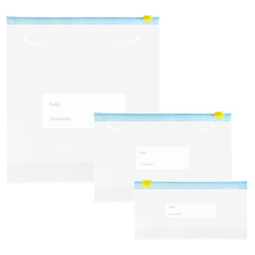 Srvauyea 45 Piezas Bolsas Herméticas, Bolsas Congelacion Reutilizables Sin BPA, 3 Dimensiones Transparente Gefrierbeutel para Frutas, Verduras, Carne y Aperitivos