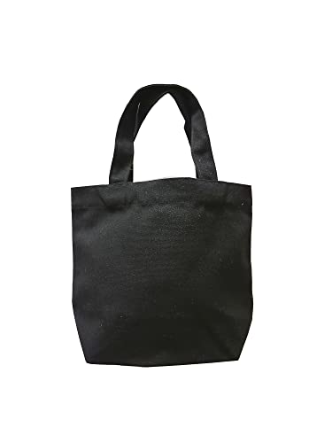 Chezi Plain Thick Canvas Mini Tote Bag DIY 9x8x4 (Black)