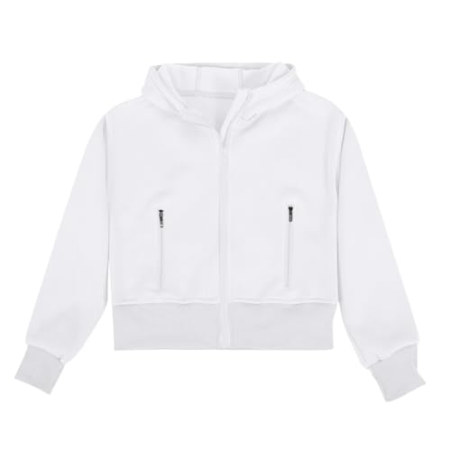 Girls Crop Sweatshirts Fleece Lined Zip Up Hoodies with Pockets Fleece Lined Trendy Jacket Comfy Hooded Outwear Coat4