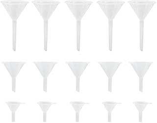 15pcs Small Clear Plastic Funnels Set Mini Funnels for Bottle Filling Perfumes Essential Oils, Science Laboratory Chemicals, Arts and Crafts (3 size)