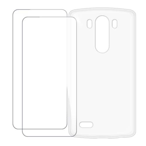 UOGNADGD Compatible with LG G3 Case Colorful Custom Cover with 2 Pack Tempered Glass Screen Protectors - Shockproof Scratch-Resistant (Clear)