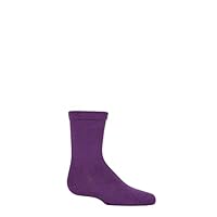 SockShop Kids Plain Mid-Weight Bamboo Socks with Comfort Cuff and Smooth Toe Seams Pack of 1 Purple 12.5-3.5