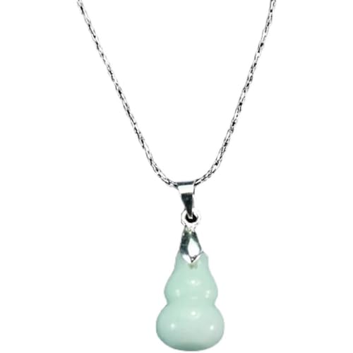 Collier en Jade Vert Naturel et Pendentif Gourde en Argent pour Femme
