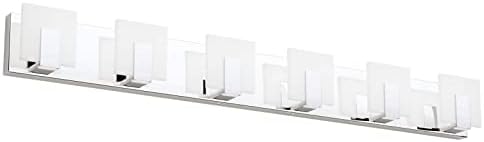 Aipsun 6 Lights Dimmable Modern LED Bathroom Vanity Light Acrylic Stainless Steel Chrome Up and Down Bathroom Wall Light Over Mirror(White Light 6000K)