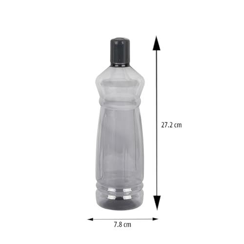 Image of PEARLPET Apple BPA-Free Plastic Water Bottle Set |Lightweight, Leak-Proof & Freezer Safe - Pack of 6 (1000ml Each), Grey