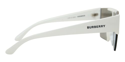 Burberry BE 4291 3007/H White Plastic Rectangle Sunglasses Silver Burberry Logo Lens3