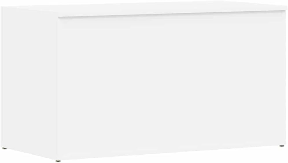 White Engineered Wood Storage Chest Medium Size Rectangular Multifunctional Storage Chest with Lid for Living Room Home Storage Furniture