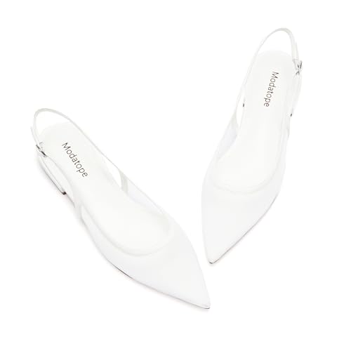 Image of Modatope Slingback Flats for Women Pointed Toe Ballet Flats Classic Low Heel Sandals Dress Shoes