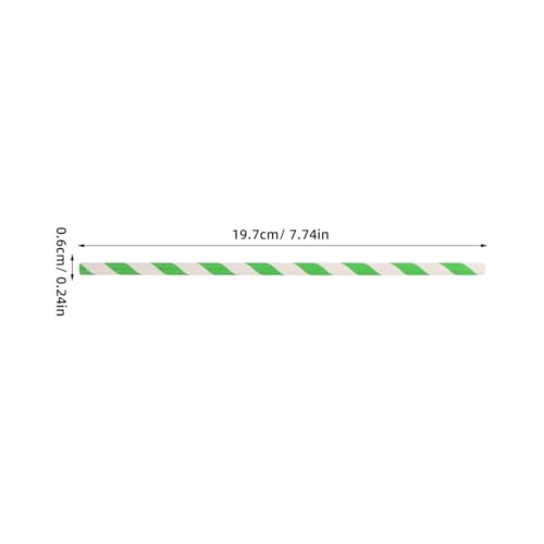 100 pitillos de papel rayados verdes desechables miniatura 2