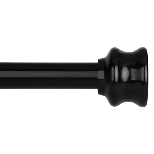 AlinaArt Curtain Rods Marble End Cap 48 to 84 Inch, 1 Inch Pole Color Black (Black, 48 to 84 Inch)