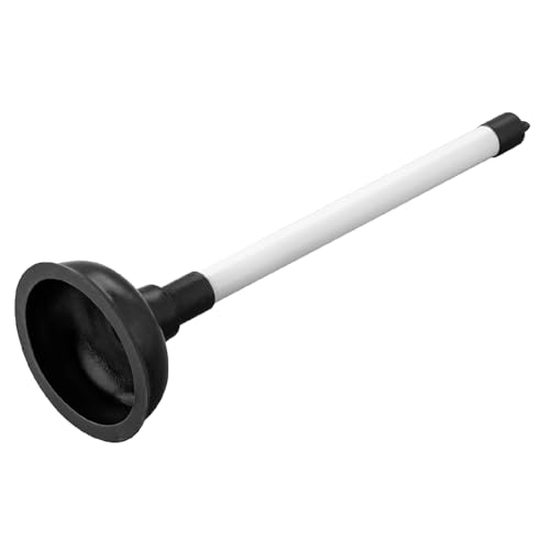 Merriway – Pömpel aus Kunststoff 150mm für Abfluss & Waschbecken – Pümpel Saugglocke mit ergonomischem 225mm Griff – Effektiver Druck Abflussreiniger Rohrreiniger gegen Verstopfungen – Weiß & Schwarz