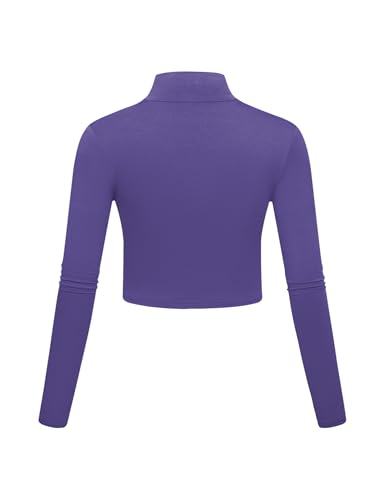Image of Kindcall Lightweight Mock Turtleneck Crop Tops Long Sleeve Casual Base Layer for Women