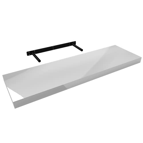 Velano - Bücherregal Wand - Wandregal - Regal Wand - Schweberegal - Hängeregal - Regalbrett - Regalbrett- Küchenregal - Deko Wohnzimmer - Gewürzregal - Regale FSG Weiss Hochglanz 795x235
