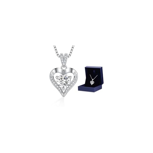 Image of KRZ 1-3CT Moissanite Heart Necklaces for Women Wife, S925 'I LOVE YOU' Women's Jewelry, Anniversary Birthday Gifts for Women, Birthday Gift Ideas for Wife, Women's Necklaces for Her Girlfriend