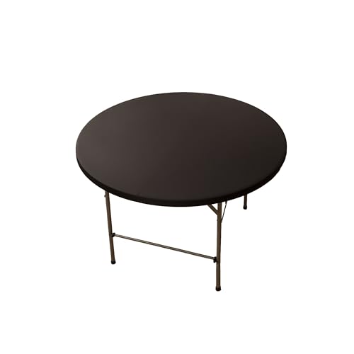 Round Spandex 60 Inch Fitted Tablecloth, Elastic Picnic Folding Table Cloth, Stretchy Patio Table Cover Wipeable Tablecloths for Camping Outdoor Indoor Party Black