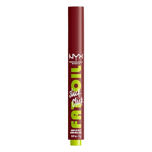 NYX Professional Makeup Lip Balm, Fat Oil Slick Click Lip Balm, Up to 12H Hydration, Infused with Avacado, Cloudberry and Rasberry Oil, Shade In a Mood, 2g