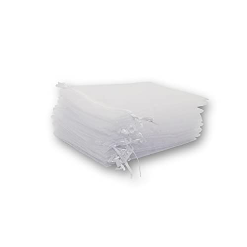 20pcs White Organza Gift Bags, 13 x 18 cm Jewelry Drawstring Pouches Wedding Party Favor Bags