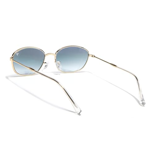 Image of Voyage Oval Polarized Sunglasses for Men & Women (Black Lens | Grey Frame - MG7625)