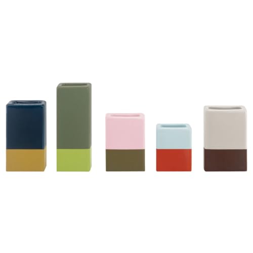 REMEMBER Mini Vasen Dip 5er Set B 30 x T 30 x H 38-75 mm Dekoratives Mini Vasen Set aus Porzellan für kleine Blumen und Tischdekoration Moderne Designvasen im Set