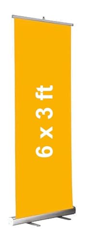 Image of Aluminium Roll up Banner Standee (Without Flex) | 6 ft x 3 ft | Silver Color | Ideal for Advertising, Trade Show, Marketing Activities, Exhibitions, Events and Occasion. (Pack of 5)