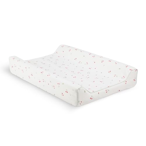 CuddleCo Wedge Changing Mat in Ditsy Cherry - Baby Changing Mat with Memory Foam Layer Anti Roll Feature Non-Slip Base Water-Repellent & Washable Cover - Ideal for Parents Nursery Needs