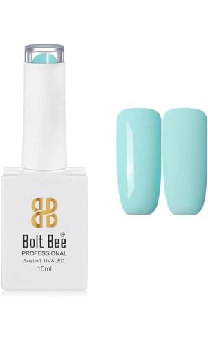Image of Bolt Bee Mint Blue Color Gel Nail Polish Soak Off UV Gel DIY at Home 15ML Manicure Salon Nail Art