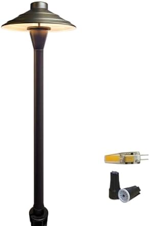 COLOER Brass Low Voltage Walkway Lights for Outside Bronze Finish 1-Pack with LED G4 Bulb,9-17V AC/DC 2W 2700K Warm White Outdoor Landscape Path Lights for Garden,Yard,Sidewalk or Driveway(601B)