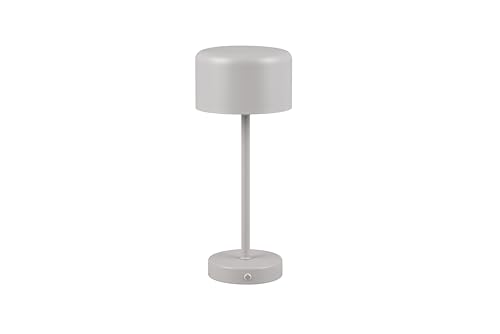 lightling LED Tischlampe Julien, Akku Design Tischleuchte aufladbar via USB-C inkl. Ladekabel, kabellose Leuchte Indoor IP20, per Touch dimmbar, Ø 12 cm, Höhe 30 cm, Metall, 1,5W, ultimate grau