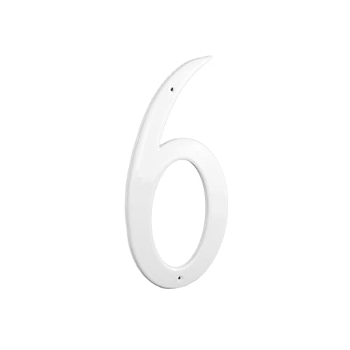 Numéro 6 en aluminium blanc taille M pour sublimer votre façade extérieure