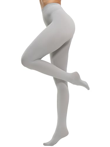 CozyWow Women's 80D Soft Opaque Tights, High Waist Solid Color Womens Tights with 30+ Colors(S-M, Grey)