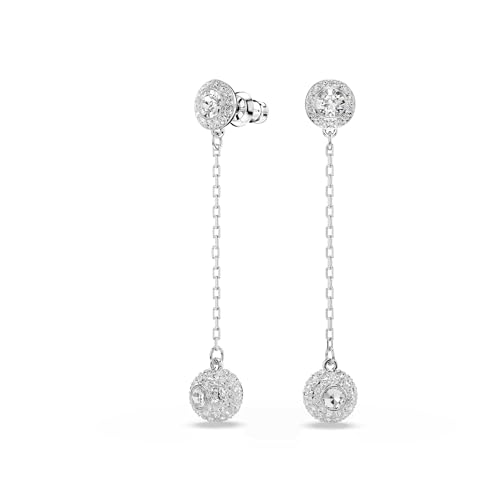 Swarovski Una Angelic drop earrings, Round cut, White, Rhodium finish2