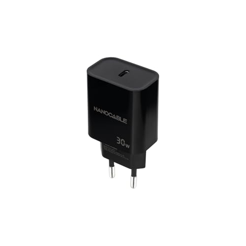 CARGADOR USB PARED NANO CABLE USB-C/PD 30W NEGRO
