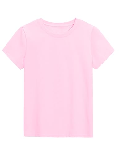 Image of KEREDA Girls Shirts Short Sleeve Soft Cotton T-Shirts Plain Tops for Kids