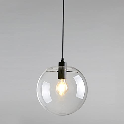 Suspension industrielle verre transparent globe 15cm à hauteur réglable