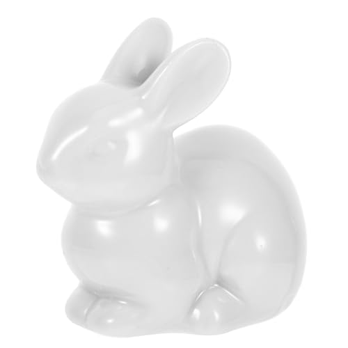 SEWACC Tapas Decorativas para Pernos de Inodoro, Cubiertas Cerámicas Blancas Diseño de Conejito, Tamaño Grande 8x5x7 Cm, Juego de 2 Piezas para Accesorios de Baño