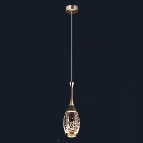 Lámpara colgante LED de cristal de burbujas con tubo largo de vidrio negro y dorado de 2 luces