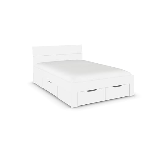 Rauch Flexx Bett mit Unterbau, Holz, alpinweiß, 209 x 145 x 90 cm