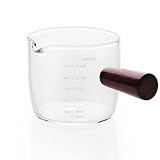 BCnmviku Espresso Shot Glass 150ML/5OZ Triple Pitcher Barista Single Spouts With Wood Handle (1)