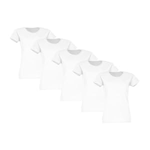Fruit of the Loom 5er Pack Ladies´ Valueweight T Damen T-Shirt, White, M