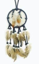 Mini Dreamcatcher with Fake Fur, Beads & Feathers (Random Color), 11-inch
