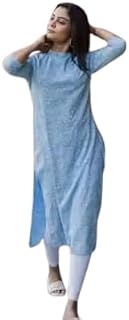 NANDITA DESIGNER Stylish Trendy Aqua Blue Printed Beautiful Ethinic Kurti for Girls and Womens|College Kurtis for Girl||Wo... Price In India