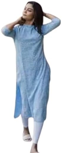 NANDITA DESIGNER Stylish Trendy Aqua Blue Printed Beautiful Ethinic Kurti for Girls and Womens|College Kurtis for Girl||Wo...