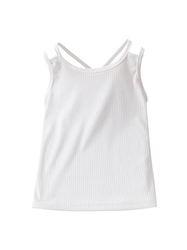 WDIRARA Girl's Criss Cross Sleeveless Rib Knit Cami Top Summer Spaghetti Strap Camisole