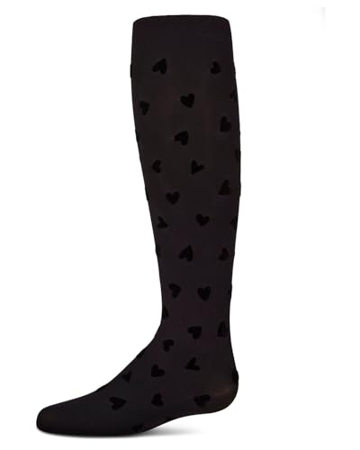MeMoi Girls Heart To Heart Flocked Opaque Fashion Tights