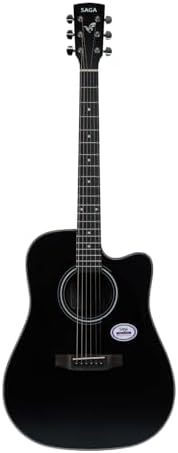 Saga SF-600C-BK Dreadnought Cutaway Acoustic Guitar (Black)